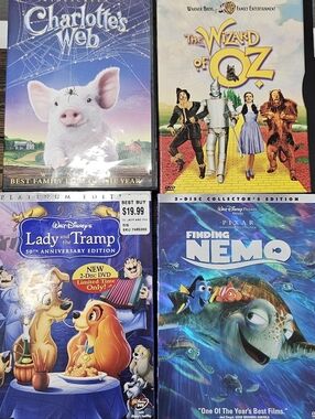 Disney Pixar Family DVD Bundle Finding Nemo 2 Disc Lady Tramp Wizard of Oz Kids